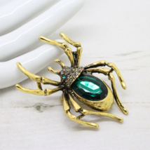 Vintage Style Lovely SPIDER Insect Emerald Green Crystal BROOCH Pin Jewellery - £14.83 GBP