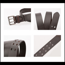 Leather Men&#39;s Work Belt,  Durable Genuine Full Grain Leather Double Pron... - £24.21 GBP