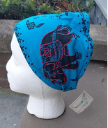 E1 Turquoise Blue Elephant Cotton  Embroidered Headband     - $13.66 CAD