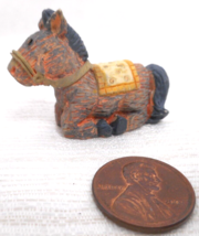 Nativity Scene Miniature Molded Resin Donkey/Horse Laying Down Vintage 1 3/4&quot; - £5.27 GBP
