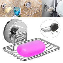 Soap Dish Shower Stainless Steel Wall Mounted Bar Holder Bathroom Suction Box Us - £17.23 GBP