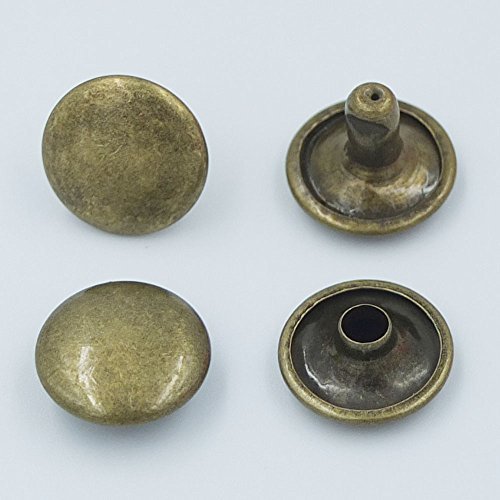 Bluemoona 100 Sets - Double Round Cap 12mm 1/2" Rivet Stud Leather (Bronze)
