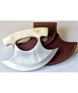 Bone Handle Ulu Knife w/ Genuine Quality Leather Sheath - £48.70 GBP