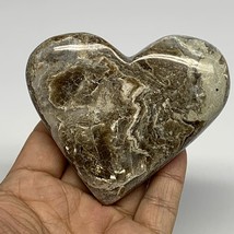 186.7g,2.9&quot;x3.4&quot;x1&quot; Natural Chocolate Gray Onyx Heart Polished @Morocco,B18818 - £10.10 GBP