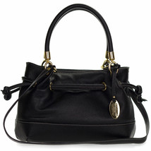 AURA Italian Made Genuine Black Leather Large Drawstring Tote Handbag - £282.79 GBP