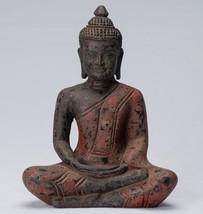 Ancien Khmer Style Bois Assis Bouddha Statue Dhyana Méditation Mudra - - £268.96 GBP