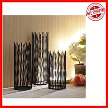Stylish Willow Design Black Iron Candle Holders - Perfect Table Centerpiece - $44.61
