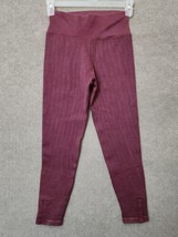 Offline Aerie Textured Crop Legging Pants Womens M Plum Red Striped Stretch - £19.31 GBP