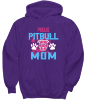 Dog Mom Hoodie Proud Pitbull Mom Purple-H  - £25.69 GBP