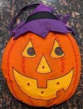 Avon Pumpkin Pillow Jack O Lantern Smiling Witch Hat Plush Light Up 1991 Vintage - £15.69 GBP