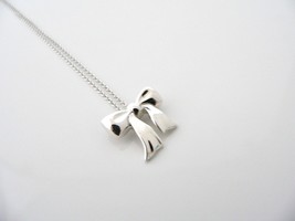 Tiffany &amp; Co Ribbon Necklace Bow Pendant Charm Chain Love Gift Sterling Silver - £262.13 GBP