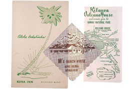 c1952 Hawaiian Islands Kona Inn Menu Vintage Restaurant napkins Kilauea Volcano - £98.62 GBP