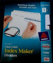 Avery 11426 Clear Label Index Maker Dividers 5.5&quot; x 8.5&quot; - BRAND NEW IN PACKAGE - £5.45 GBP