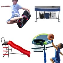 Trampoline Accessories: Rebound Board, Shoe Bag, Basketball Hoop, Slide ... - $29.14+