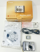 WORKING Canon Powershot A550 Silver Digital Camera w/ Box SD Card - $99.99
