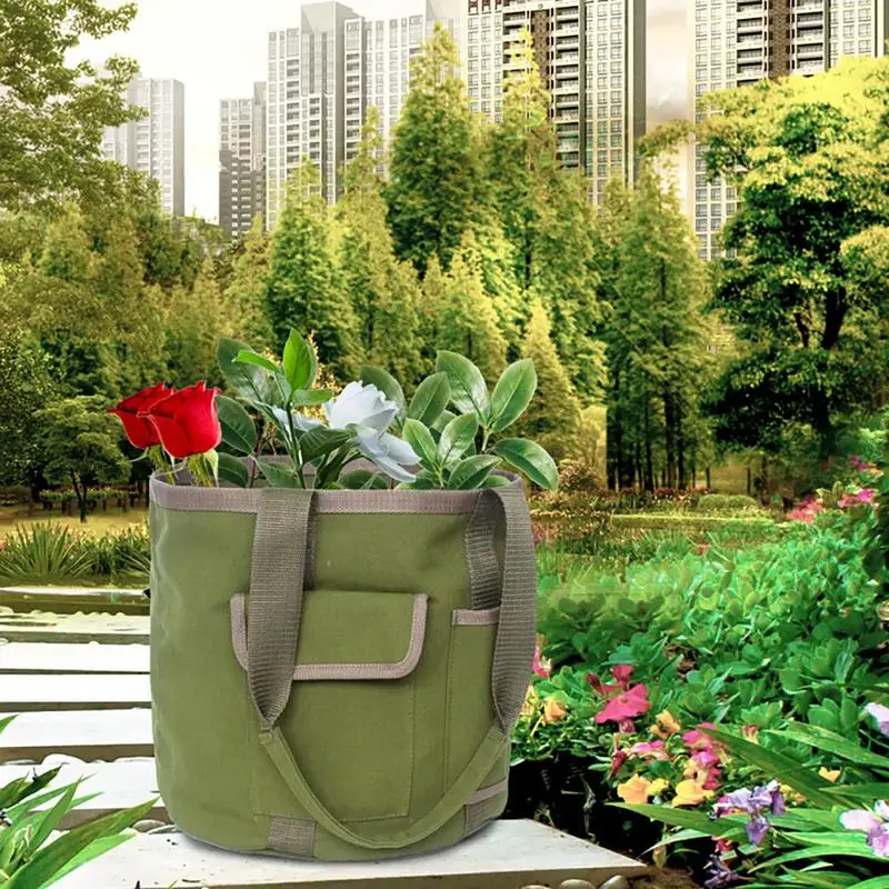 Garden Tool Bag Multi Function Canvas Plant Pot With Pockets Planting Growing Ve - £55.21 GBP