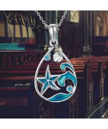 Starfish Teardrop Necklace For Women 925 Sterling Silver Teardrop Ocean ... - $101.00