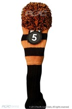 Tour #5 Hybrid Black Orange Golf Headcover Knit Pom Retro Classic Head Cover - £12.94 GBP