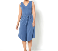 AnyBody Cozy Knit Luxe V-Neck Gaucho Jumpsuit- Medium Indigo, Petite XXS - £19.95 GBP