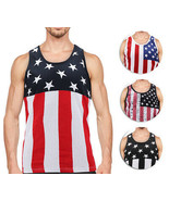 Men&#39;s USA American Flag Sleeveless Shirt Summer Beach Patriotic Tank Top - £16.75 GBP