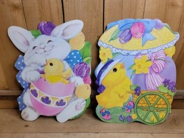  Eureka Easter Cardboard Die Cut&#39;s  Double Sided  Rabbit Chicks Vintage USA - £23.29 GBP