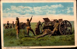 Vintage 1917 White Border Postcard Three Inch Gun In Action Us Army Ww I BK41 - £3.49 GBP