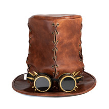 Original Steampunk Vintage Style Leather On Spikes Hat - £46.60 GBP