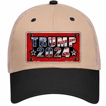 Trump 2024 Flag Novelty Khaki Mesh License Plate Hat - £22.74 GBP