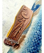 Shwaan Dog Collar Handmade tooled Leather Floral Pattern Large Christmas... - $67.01 CAD