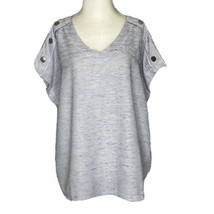 Jones New York Popover Top Womens size XL Short Sleeve VNeck Ivory Navy Textured - £17.68 GBP