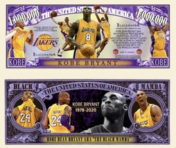 ✅ 5 Pack Kobe Bryant LA Lakers NBA Collectible 1 Million Dollar Bills No... - £4.73 GBP