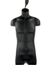 Hanging Male Mannequin Black Clothing Form Display with Double Hook Hollow Back - £24.77 GBP