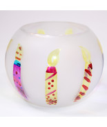 TeleFlora Gift Circle Frosted Glass Vase Bowl With Hand Painted Pretty C... - $236.07 MXN