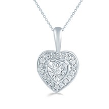 1/8ct tw Diamond Heart Cluster Fashion Pendant in Sterling Silver with 18&quot; cable - £31.96 GBP