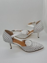 Midnight Velvet Pin Dot Ankle Strap Pump White/Silver Size 8.5M - £19.61 GBP