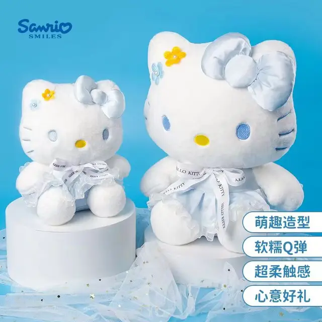 Genuine Anime Sanrio Hello Kitty Blue Flowers KT Cat Stuffed Plush Toys Plushies - $16.52