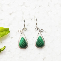 Natural Malachite Gemstone 925 Sterling Silver Handmade Jewelry Earrings-
sho... - £31.06 GBP