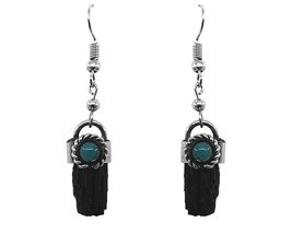 Natural Raw Rough Healing Stone Silver Metal Dangle Earrings - Womens Fa... - $12.86+