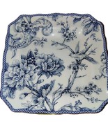 222 FIFTH ADELAIDE Blue Square  8.5&quot; Serving Dish  Flower Birf Design - $240.64 MXN
