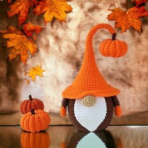 Handmade Halloween Pumpkin Crochet Gnomes - Crocheted and Stuffed Doll f... - $45.00