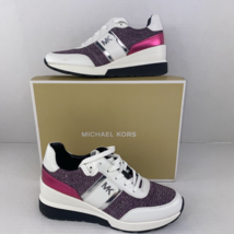 Michael Kors Trainers Sneakers Mabel Merlot Multi Size 9 White Pink Glitter B3F - £55.82 GBP