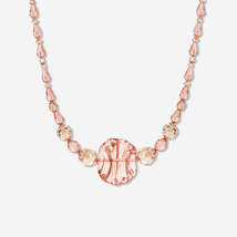 Handmade Czech Glass Beads Crystal Necklace - Champagne Blush Blossom - £72.37 GBP