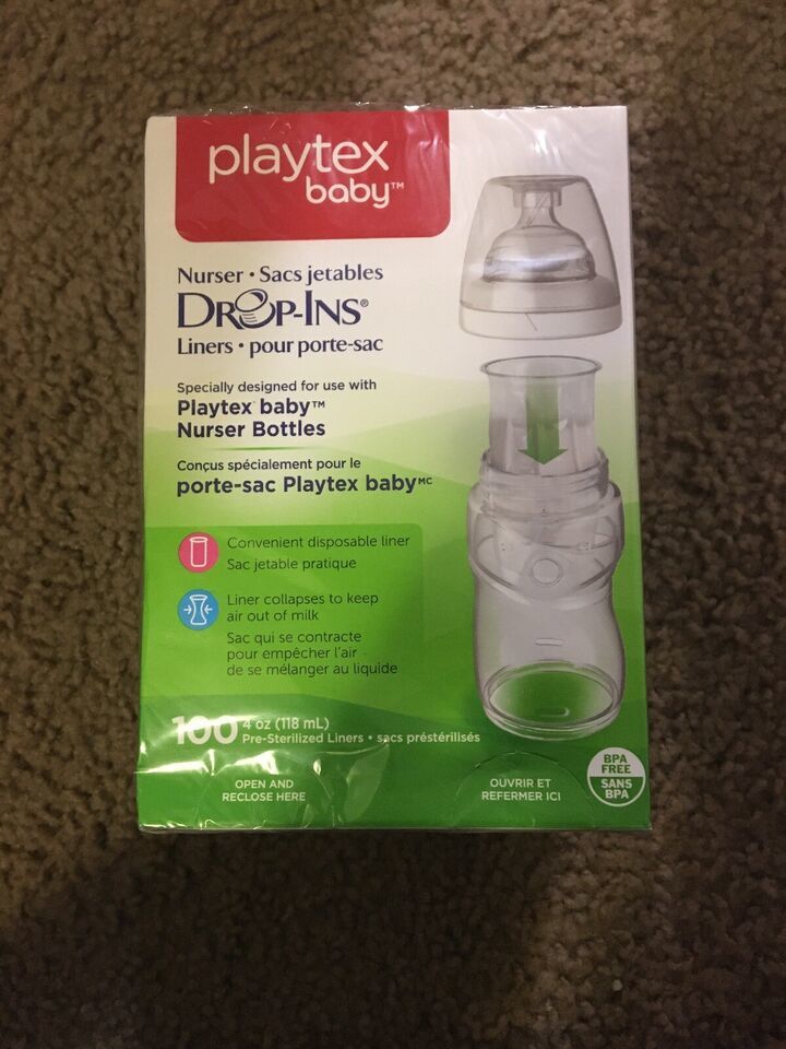 Playtex Drop In Liners for Playtex Baby Nurser Bottles 4oz 1ea 100 ct Sealed-NEW