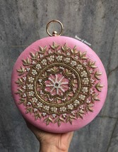 Round Mandala clutch,embroidered bag, evening clutch,clutch bag, bride gift, ind - £59.95 GBP