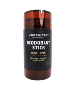 Cross/Cut Men&#39;s Deodorant Stick Tea Tree, Vetiver &amp; Oud Wood Active + Sp... - £14.34 GBP