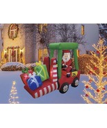 SANTA DELIVERING CHRISTMAS GIFTS IN A FORKLIFT 6&#39; LED AIRBLOWN YARD DISP... - $350.25 CAD