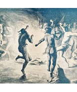 1891 Sioux Ghost Dance Blue Plate Print Victorian Indian War History F6G - $40.73 CAD