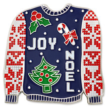 CHRISTMAS HOLIDAY UGLY SWEATER BADGE BROOCH LAPEL PIN - £15.72 GBP