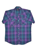 Vintage Rock Creek Ranch Shirt Men XL 16.5 Western Pearl Snap Plaid Short Sleeve - £13.82 GBP