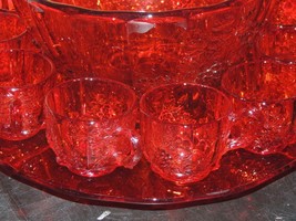 14 pc Paneled Grape Punch Bowl Set amberina red w pontil EAPG US Glass A... - $269.99